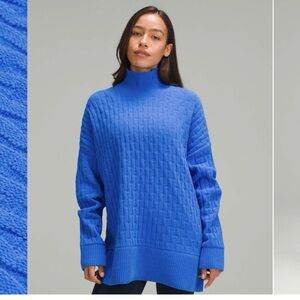 Lululemon Cable-Knit Relaxed-Fit Sweater Pullover Pipe Dream Blue Size M